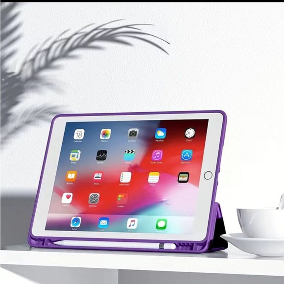 10.21nch TPU Smart Stand Back Case Cover With Pencil Holder (Dark Purple) NEW - Picture 7 of 16